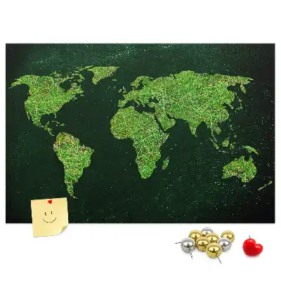 Grassy world map printed cork memo board
