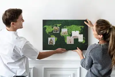 Grassy world map printed cork memo board