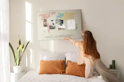 World Map Cork Memo Board Made of Letters