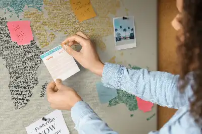 World Map Cork Memo Board Made of Letters