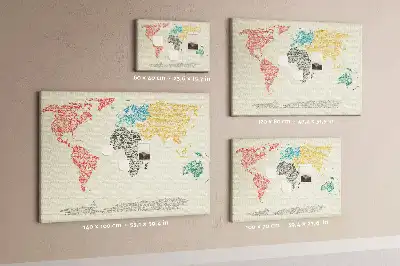 World Map Cork Memo Board Made of Letters