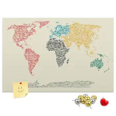 World Map Cork Memo Board Made of Letters