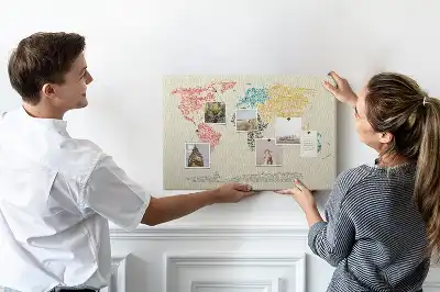 World Map Cork Memo Board Made of Letters