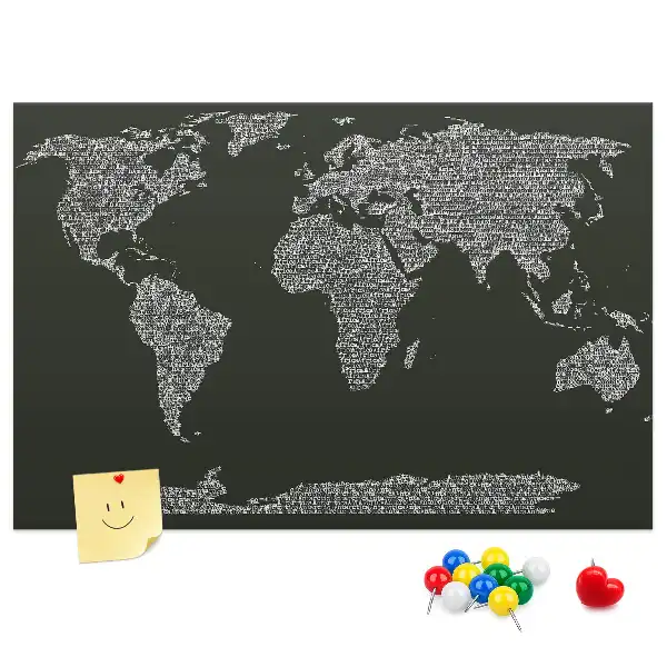 Printed Cork Board With Continent Names