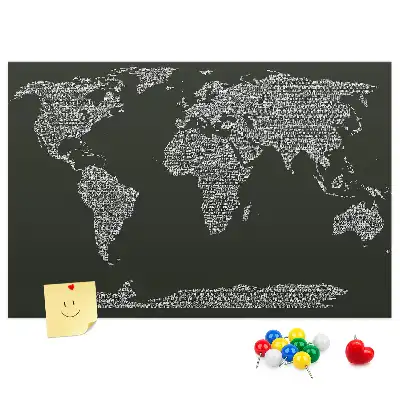 Printed Cork Board With Continent Names