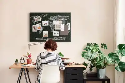 Printed Cork Board With Continent Names