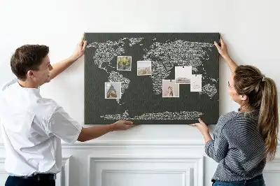 Printed Cork Board With Continent Names