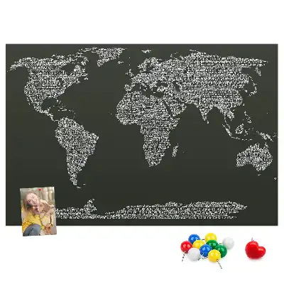 Printed Cork Board With Continent Names