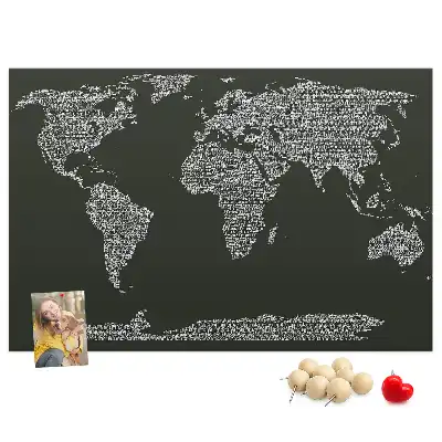 Printed Cork Board With Continent Names