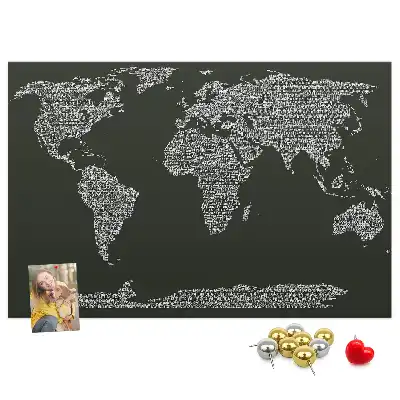 Printed Cork Board With Continent Names