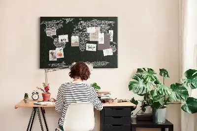 Printed Cork Board With Continent Names