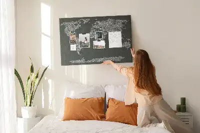 Printed Cork Board With Continent Names