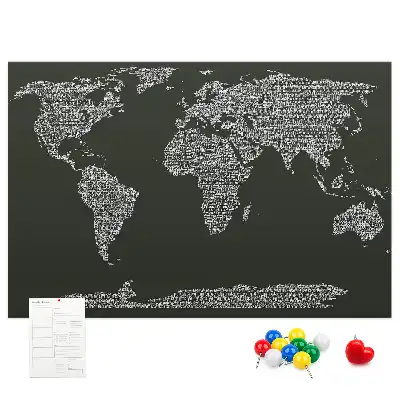 Printed Cork Board With Continent Names
