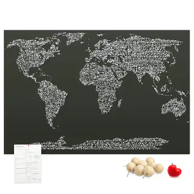 Printed Cork Board With Continent Names