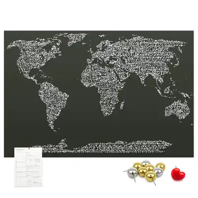 Printed Cork Board With Continent Names