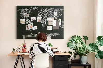 Printed Cork Board With Continent Names
