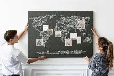 Printed Cork Board With Continent Names