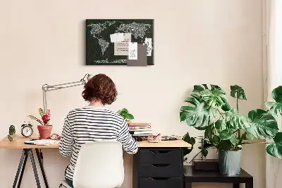 Printed Cork Board With Continent Names