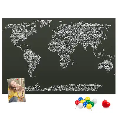 Printed Cork Board With Continent Names