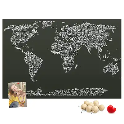 Printed Cork Board With Continent Names