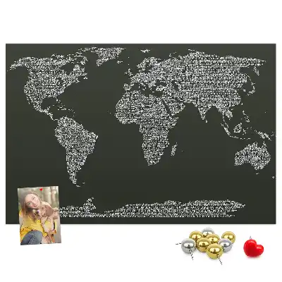 Printed Cork Board With Continent Names