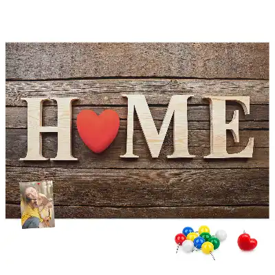 Printed Cork Memo Board Home lettering