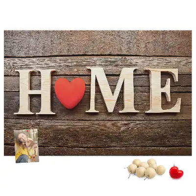 Printed Cork Memo Board Home lettering