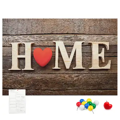 Printed Cork Memo Board Home lettering