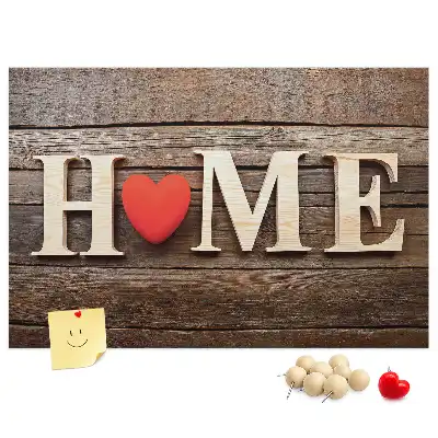 Printed Cork Memo Board Home lettering