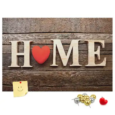Printed Cork Memo Board Home lettering