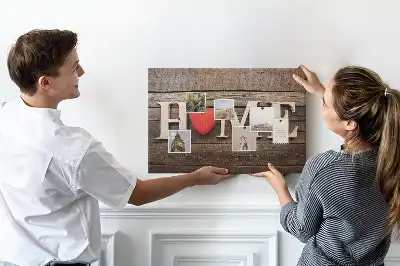 Printed Cork Memo Board Home lettering