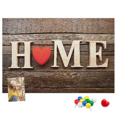 Printed Cork Memo Board Home lettering