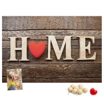 Printed Cork Memo Board Home lettering