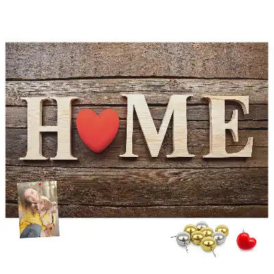 Printed Cork Memo Board Home lettering