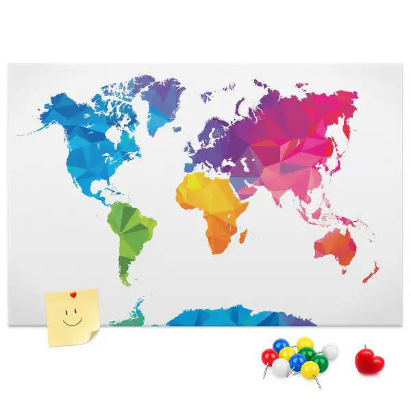 Printed Cork Board Abstract world map