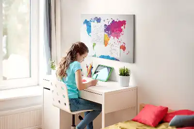 Abstract World Map Printed Cork Board