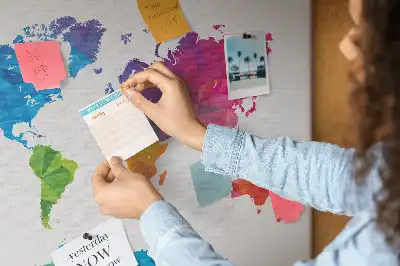 Printed Cork Board Abstract world map