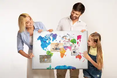 Printed Cork Board Abstract world map