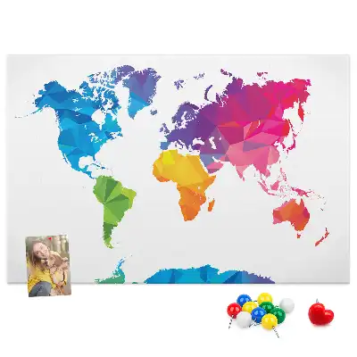 Printed Cork Board Abstract world map