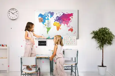 Printed Cork Board Abstract world map