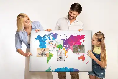 Printed Cork Board Abstract world map