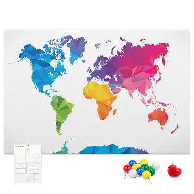 Printed Cork Board Abstract world map