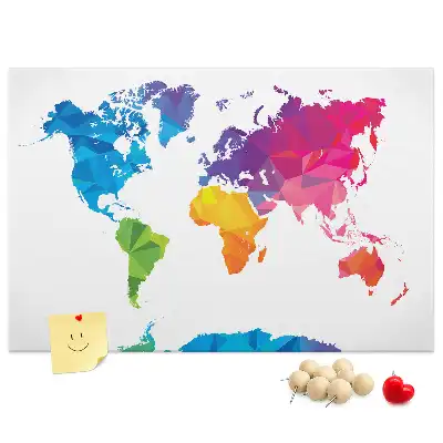 Printed Cork Board Abstract world map