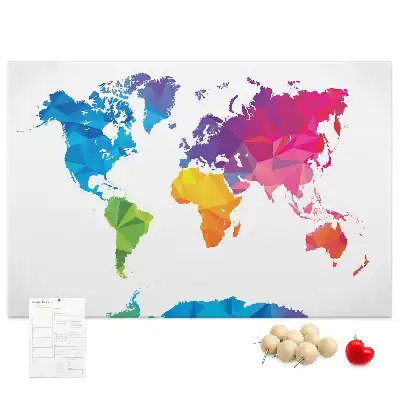 Printed Cork Board Abstract world map