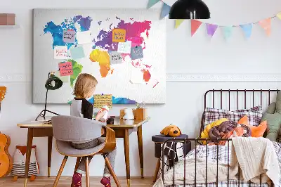 Printed Cork Board Abstract world map
