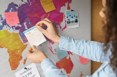 Printed Cork Board Abstract world map