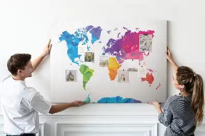 Printed Cork Board Abstract world map