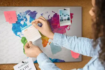 Printed Cork Board Abstract world map