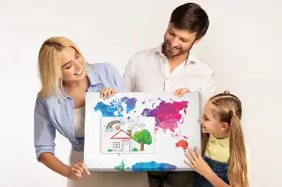 Abstract World Map Printed Cork Board