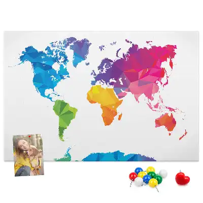 Printed Cork Board Abstract world map
